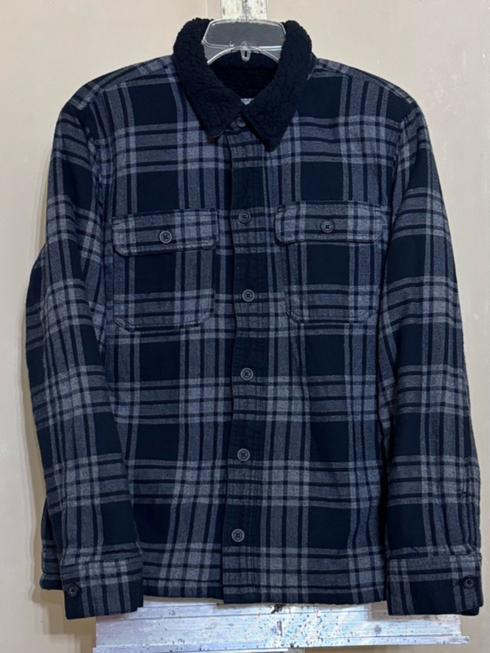 Hollister Co. Men’s Black &Gray Teddy-Lined Overshirt/Jacket Sz Small
